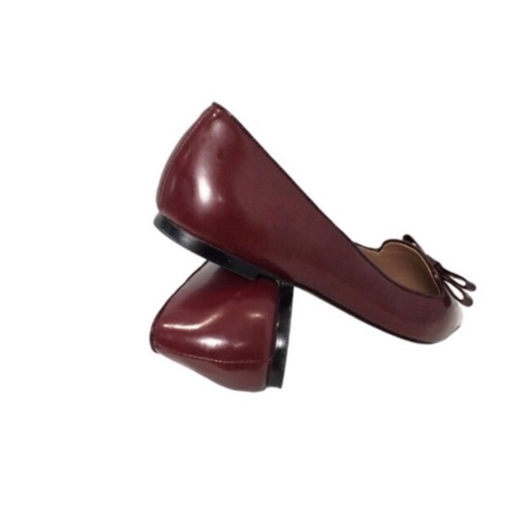 Elorie Elegant Leather Burgundy Flat Slip On Office Shoes 10